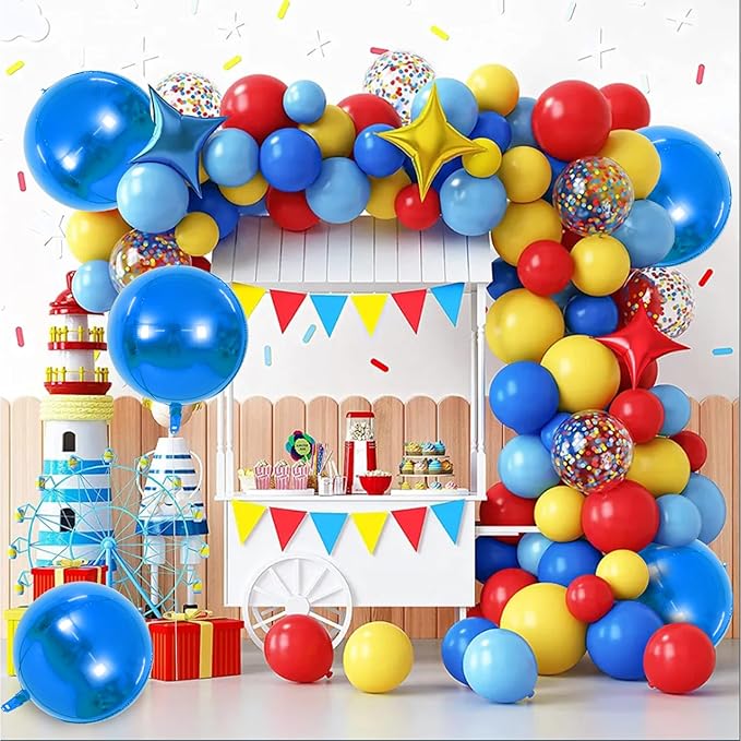 TONIFUL 8Pcs Large Blue 4D Giant Round Foil Balloon 22inch Big Mirror Metallic Mylar Sephere Balloons for Christmas New Year Birthday Party Graduation Wedding Baby Shower Decoration Supplies