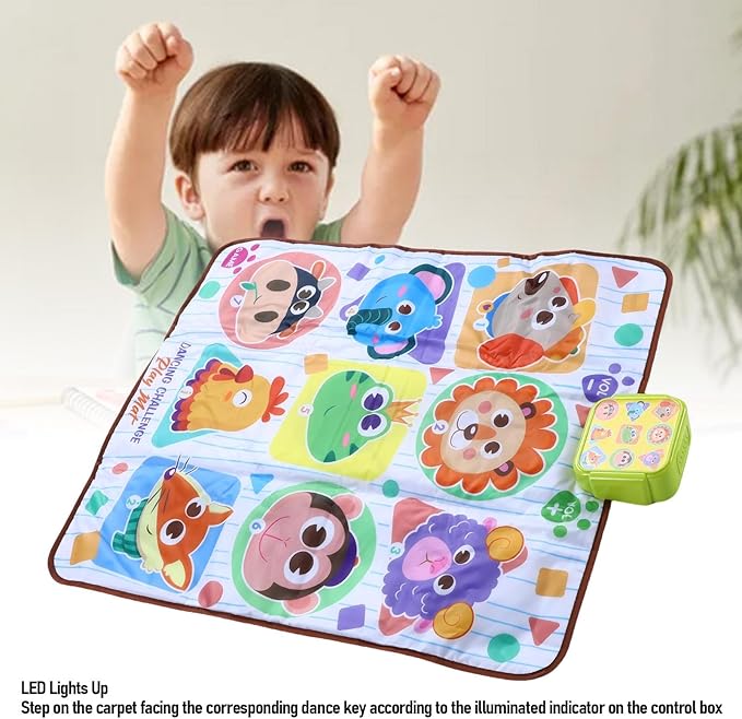 Jeffergarden Dance Pad Electronic Light Up Music Mat Anti Slip Bottom Adjustable Difficulty for Beginners Adults Kids 32.28x25.59in Interactive Foot Game