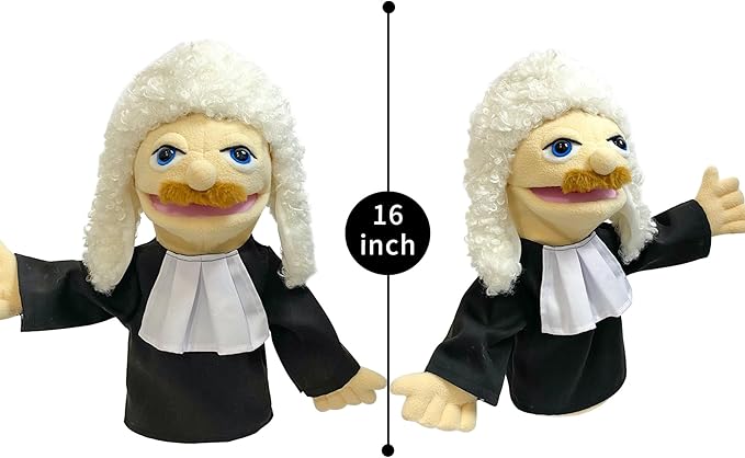 16" Puppets Entriloquist Puppet,Hand Puppets for Kids Plush Judge Puppets for Adults with Removable Mouth Puppet for Kids Ages 4-8，Hand Puppet for Adults with Scalable Puppet Control Rod