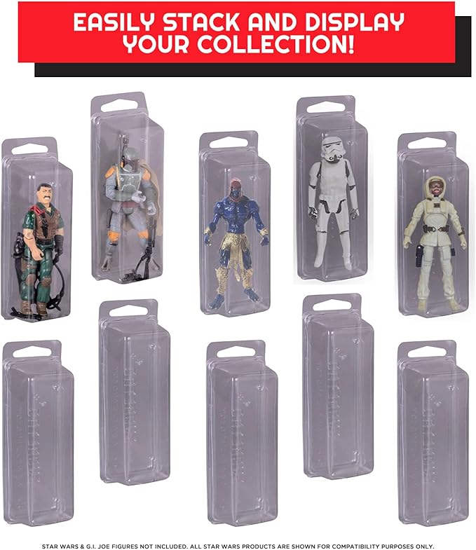 EVORETRO Clamshell Loose Action Figure Protective Case Compatible with 3.75 Inch Star Wars, Motu, Marvel, GI Joe Toy Figures - Retro Action Figure Storage Blister PET Plastic Display Case (50 Pack)