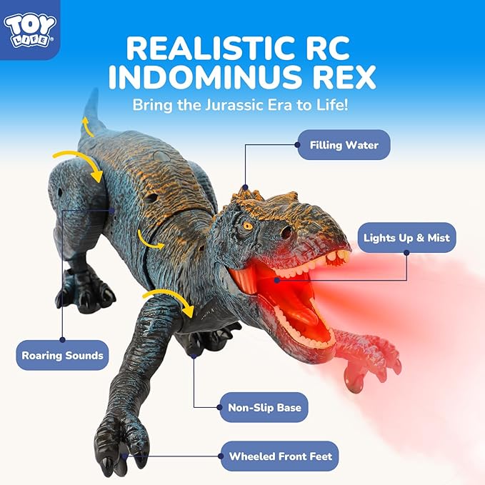 STEAM Life Remote Control Dinosaur Toy, RC T-Rex with Lights, Sounds & Mist Spray, Walking Robot Dinosaur Toys for Boys Age 4-7, Rechargeable Large Dinosaurs Toy Gift