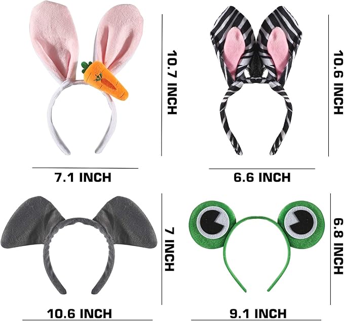 12 Pack Plush Animal Headbands for Party Favor, Jungle Animal Ear Horn Hair Hoop, Idea on Kid and Adult Birthday, Halloween decoration, Dress-Up Safari Themed Parties Supplies, Christmas Gift