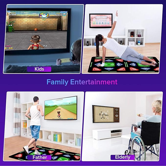 HDMI Musical Dance Mat for Kids & Family, 64GB Memory Card, 1000 Games, 885 Songs & 81 MTVs, Exercise Pad with Dance, Yoga, Running, Aerobics & Puzzle Modes, Soft Flannel Material