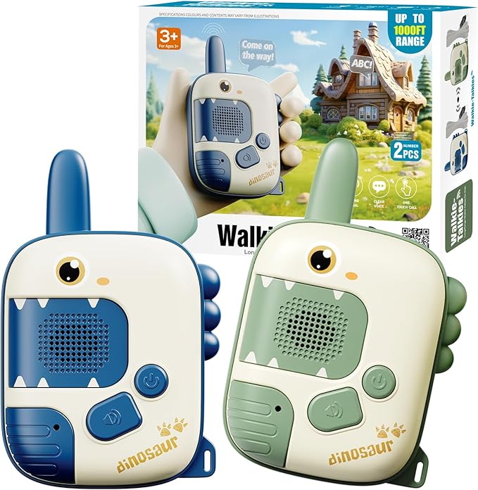Toys for 4-12 Year Old Boys Girls,2 Pack Cute Dinosaur Walkie Talkies with Wearable Lanyard for Outdoor Camping,Birthday Gifts for 5-7 6 8 9 Year Old Kids,Christmas Stocking Stuffers for Kids Toys