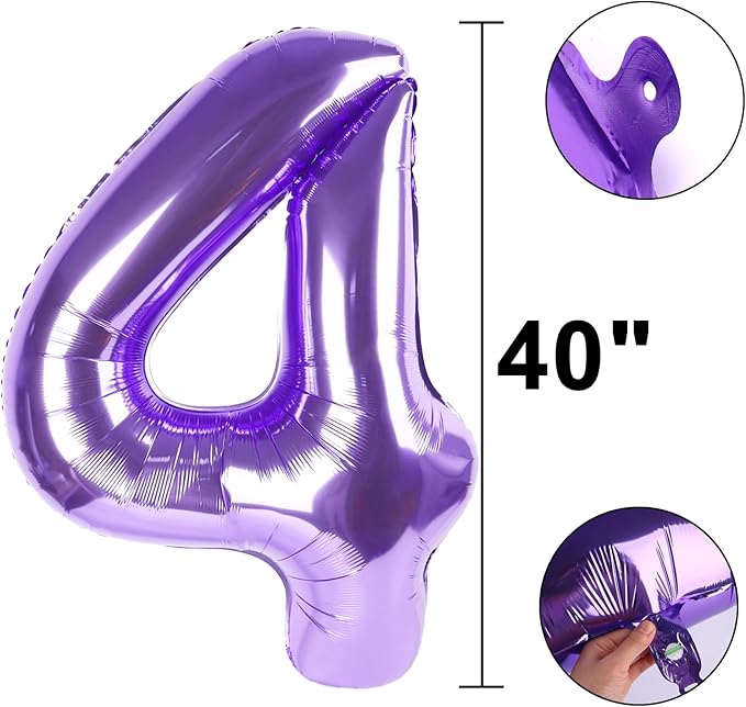 40 Inch Purple Number 40 Digital Balloon,Jumbo Mylar Foil Helium Balloon for 40 Balloons for Birthday Party,Wedding Anniversary Party Decorations