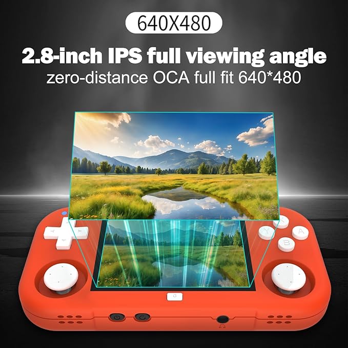 XU MINI M Retro Handheld Game Consoles, 2.8 inch IPS Screen, Built-in 64G TF Card, with 2600 mAh Battery Life 6 Hours with Case Orange