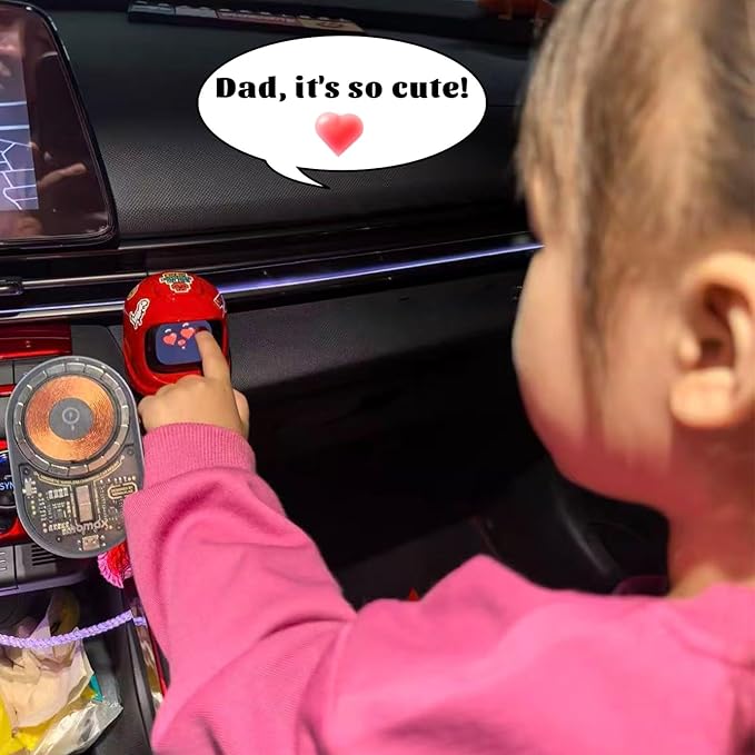 Smart Car Robot Dashboard AI Emotional Expression Dash Companion with 60 Cute Animated Expression Personalized Interior Style Center Console Decoration for All Cars, Interactive Driving Fun Gift(pink)