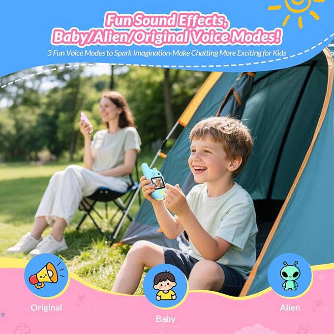 Video Walkie Talkies for Kids with Dual Cameras,2 Pack Rechargeable Kids Walkie Talkies Toys for Ages 3-9 Year Old Boy Girl, Birthday for 3 4 5 6 7 8 Year Old Boys Girls,Indoor&Outdoor