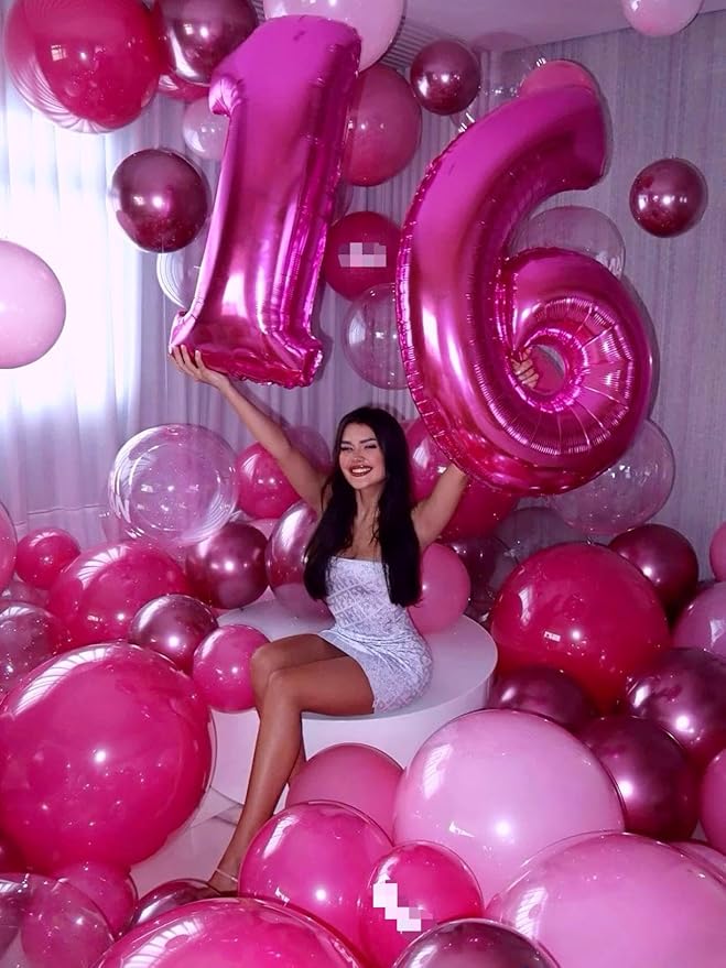 Rosy Purple Number 1 Balloon 40 inch, Number 1 Birthday Balloons for Boy Girl, Rosy Purple Foil One Balloon for 1st 10 11 12 16 18 Birthday Party, Anniversary Celebration Number Balloons Decorations