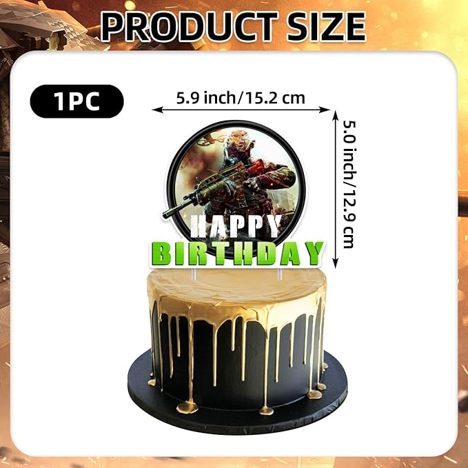 25Pcs Call of-Duty Birthday Party Supplies Pack Includes 1 Cake Topper 24 Cupcake Toppers for Game Call Party Supplies