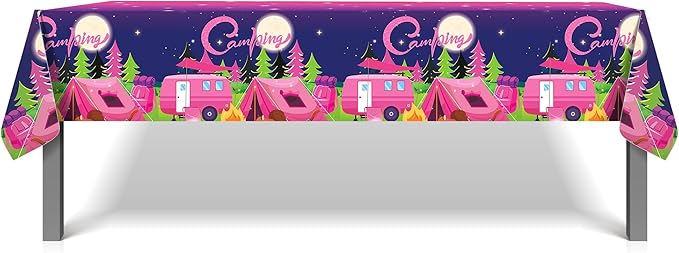 3 Pcs Pink Camping Tablecloth Plastic Table Covers Pink Camping Tablecloth Disposable Table Cover Pink Camping Table Cover for Kitchen Home Decor, 54x87In