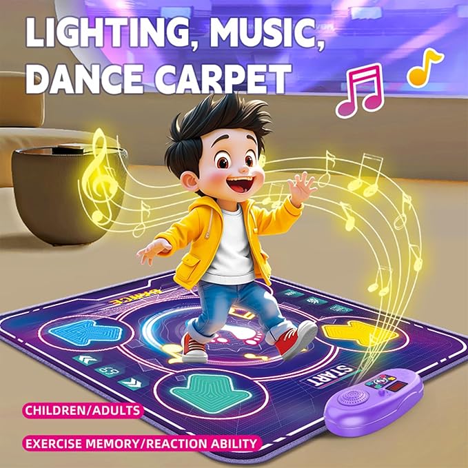 Dance Mat for Children Featuring 4 Light Up Buttons and Builtin Music for Kids Family Gathering Lightup Dance Mat