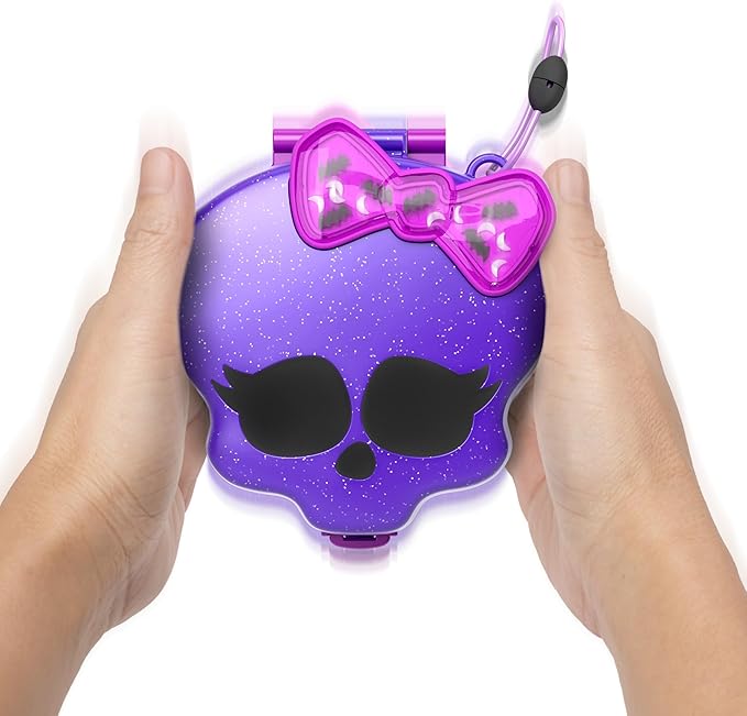 Polly Pocket Monster High Playset with 3 Micro Dolls & 10 Accessories, Opens to High School, Collectible Travel Toy with Storage