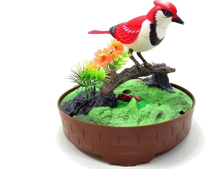 Generic A and E Imports - Singing & Chirping Bird in Cage - Realistic Sounds & Movements (Red), AEIBC507E