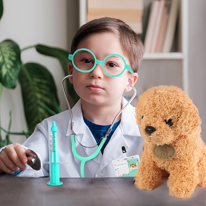 Kyson Veterinarian Costume for Kids 6 Pcs Animal Doctor Vet Dress Up Pretend Play for Boys Girls Halloween Career Day