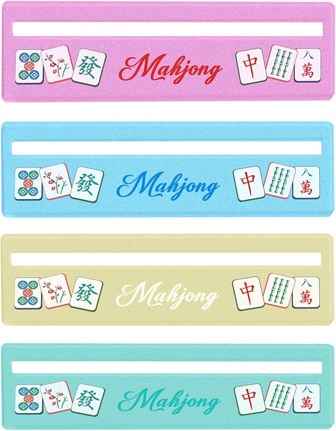 Mahjong Line Finder, 4 Pack Bright Mahjong Rules Helper Reader Beginner-Friendly Accessories - Mixed