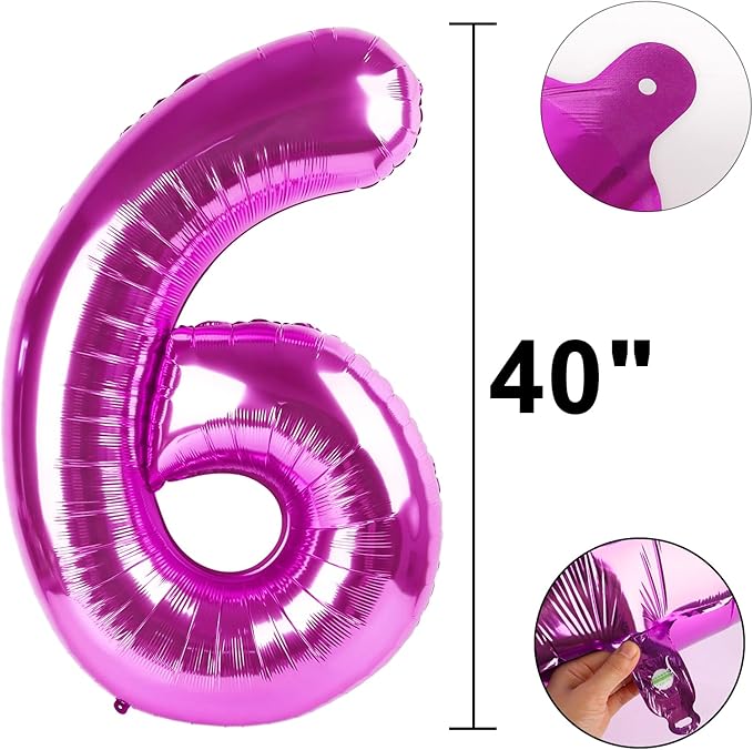 40 Inch Large 60 Balloon Numbers Rose Purple Big Foil Number Balloons Giant Helium Happy Birthday Party Decorations for Man and Women, Huge Mylar Anniversary Party Supplies