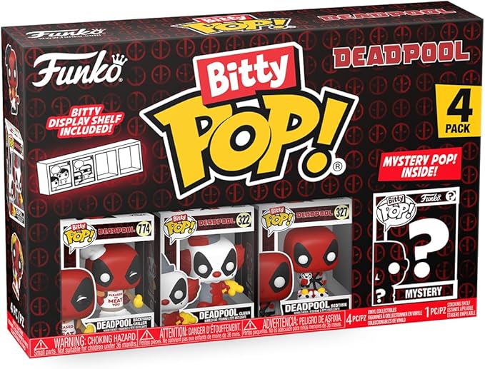 Funko Bitty POP! Deadpool - BBQ Master , 4-Pack and A Surprise Mystery Mini Figure - 0.9 Inch (2.2 Cm) Collectable - Stackable Display Shelf Included - Gift Idea - Party Bags Stocking - Cake Topper
