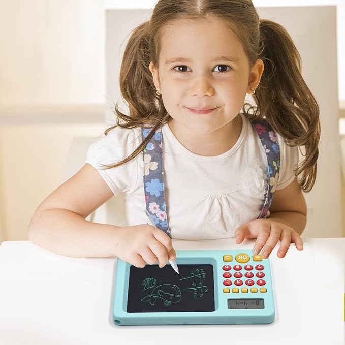 Math Games for Kids Ages 5 6 7 8, LCD Writing Tablet for Kids Educational Math Learning Games, Birthday Gifts for Boys Girls (Blue)