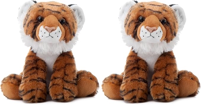 The Petting Zoo Tiger Stuffed Animal, Gifts for Kids, Wild Onez Zoo Animals, Tiger Plush Toy 9 inches (Pack of 2)