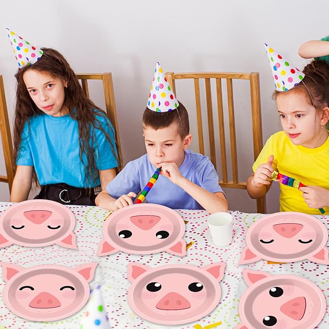 50 Count Pig Paper Plates Pig Shaped Disposable Plates Baby Shower Party Plates Pink Theme Party Dinnerware Farm House Barnyard Plates for Gender Reveal Boy Girl Baby Shower Birthday Party Decorations