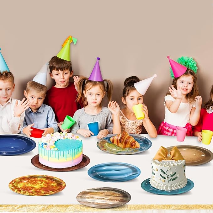 50Pcs Solar System Party Plates Outer Space Theme Party Supplies Galaxy Party Planet 7 Inch Dessert Paper Plates for Kids Space Solar System Planets Baby Shower Party Birthday Party Decorations