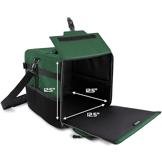 ENHANCE Board Game Shoulder Bag - Collector's Edition Board Game Storage with Shoulder Strap and Accessories Pockets for Dice, Cards, More - Reinforced Carrier Protects Tabletop Games (Dragon Green)
