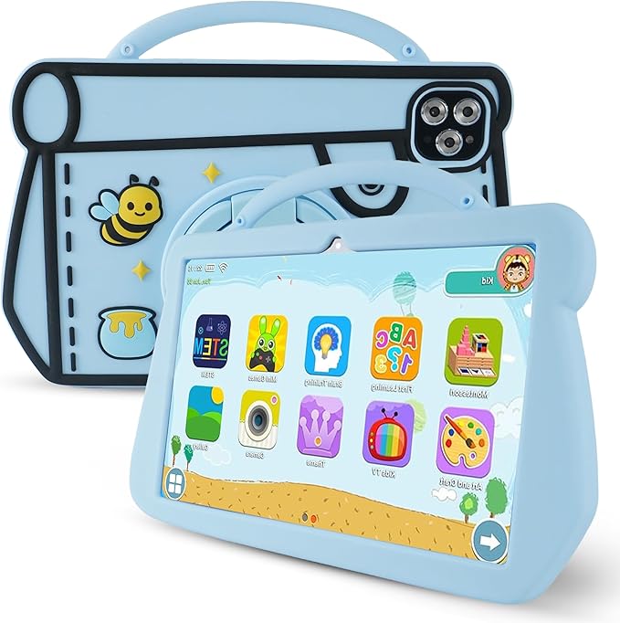 Kids Tablet, 10.1 inch Android 14.0 Tablet for Ages 3-12, Octa-core CPU, 10GB+64GB+1TB Expand, SIM, WiFi, 6000mAh Battery, HD IPS Eye-Care Display, Protective Case, Gift (Blue)