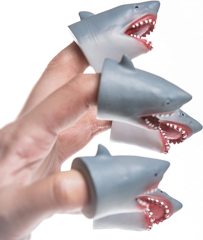 AQKILO Shark Finger Puppet Set, Ocean Animal Puppet Show Theater Props, Novelty Toys Weird Stuff Gifts, 5 PCS