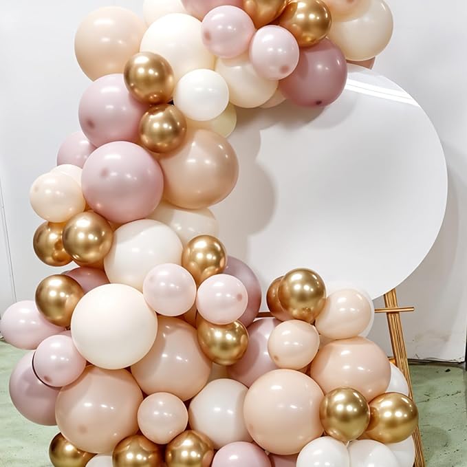 Blush Gold White Balloons,12 Inch White Sand Beige Metallic Gold Confetti Neutral Cream Nude Latex Balloon for Birthday Baby Bridal Shower Wedding Party Decoration