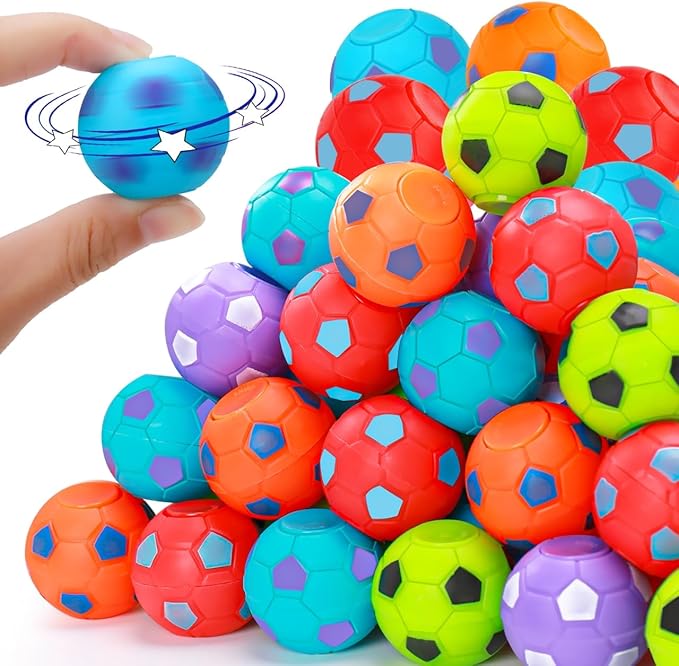 80PCS Fidget Spinner Soccer Balls Sports Birthday Party Favors Bulk for Kids 4-8 8-12 Easter Egg Fillers Goodie Bag Stuffers Classroom Treasure Box Toys Carnival Prizes Pinata Return Gifts