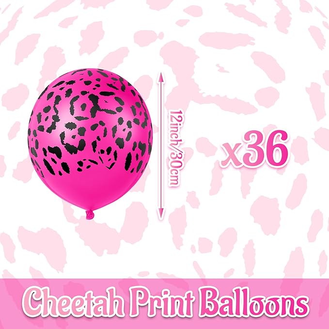 Gejoy 36 Pcs Cheetah Balloons Leopard Print Balloons 12 Inch Spots Latex Leopard Jungle Animal Decorations for Cheetah Zoo Theme Birthday Party Supplies (Rose Gold)