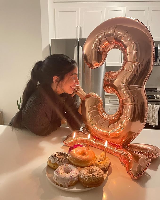 Rose Gold 7 Balloon, Number Balloons 40 Inch, 7th Birthday Decorations for Girls Boys Kids, Party Decoration for Women Men, Number 7 Balloon