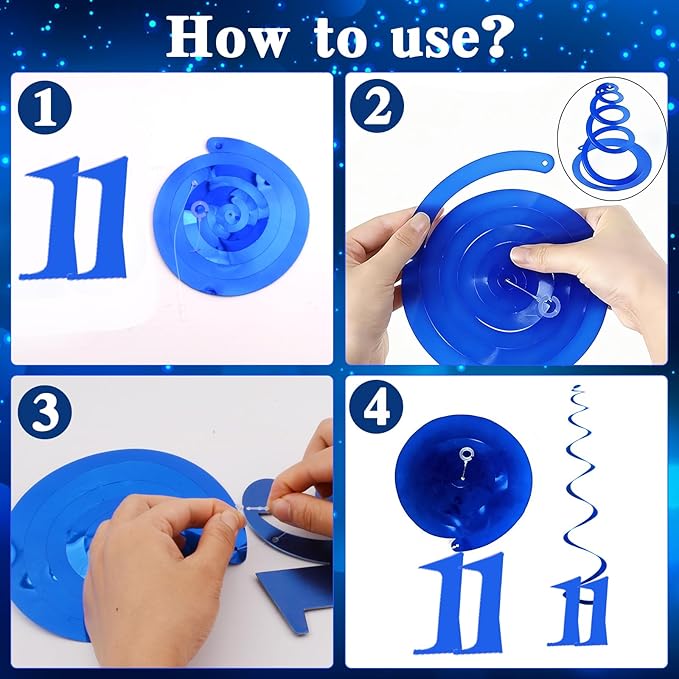 11th Birthday Decorations for Boys & Girls, 54 PCS Blue Black Party Decorations, 11 Year Old Boy Birthday Party Supplie with Banner Backdrop, Hanging Swirls, Tablecloth, Bruh I'm 11 Party Supplies