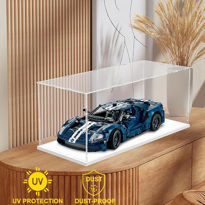 DuvinDD Acrylic Display Case for 1/12 Scale Model Car Clear Lego Display Case for 76328 Batmobile 42154, Dustproof Large Display Box for Collectibles (19.7x7.9x7.9inch)