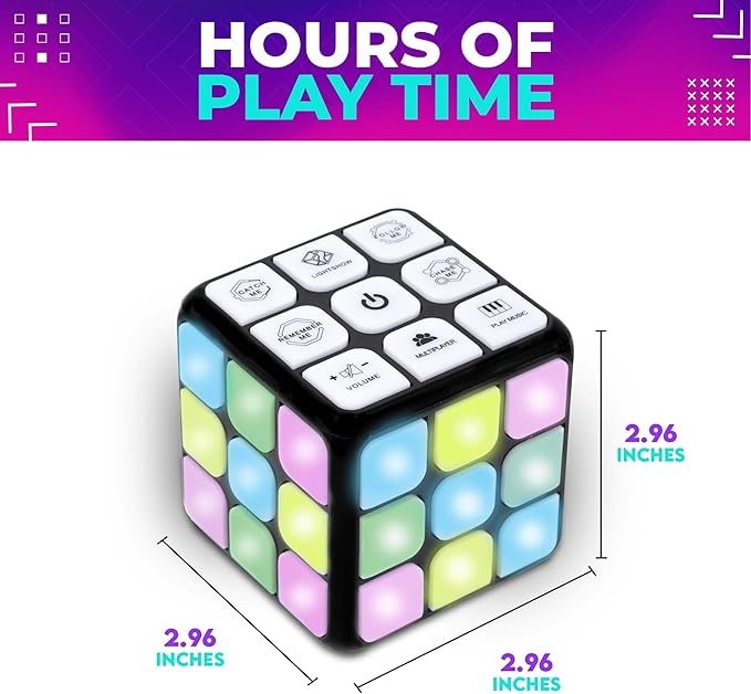 Toysery Flashing Cube Electronic Memory & Brain Game. 7-in-1 STEM and Handheld Learning. Ages 8+ Years