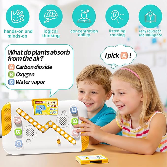 Educational Toys for Kids 3-7 Years Old, Interactive Quiz Battle Game with 800 Questions, 2-Player Learning Toy, Montessori Brain Training, Autism Sensory Speech Therapy Gift for Toddler Boys Girls