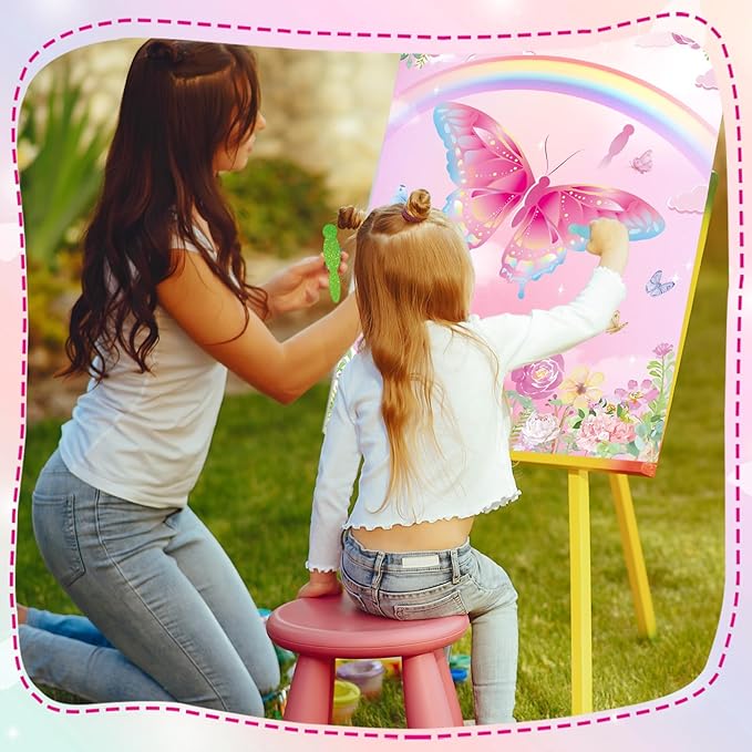 PLULON Butterfly Party Pin Game for Kids Pin The Tail on The Butterfly Birthday Game Poster for Boys Girls Birthday Party Favors Wall Decorations Classroom Activities