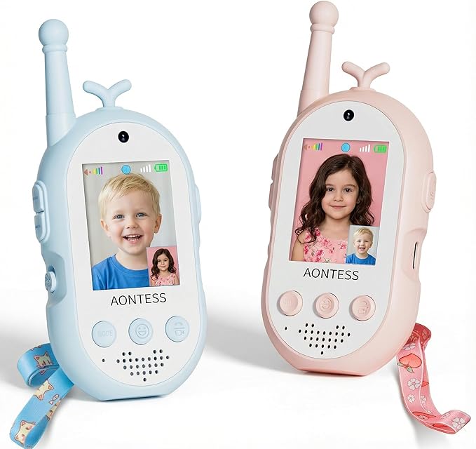 Kids Video Walkie Talkies with Camera: Rechargeable 2 Way Radios with Magic Voice - Electronic Learning Toys for Hide and Seek, Camping, Hiking - Birthday Gifts Boys Girls 3-12