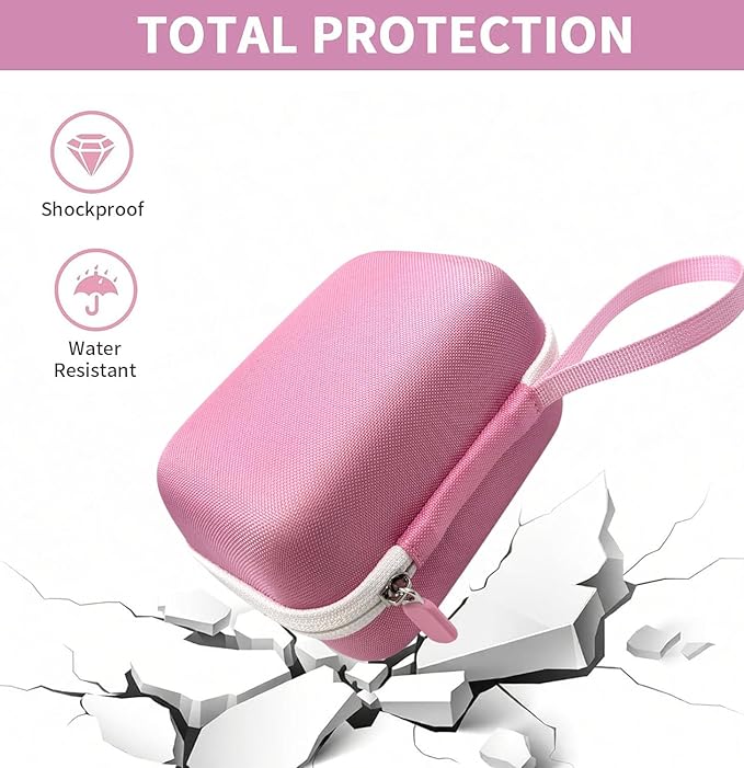 Hard Carrying Case and Silicone Cover for Yoto Mini, Protective Travel Carrier for Kids and Adventure Jacket with Card Pouch 3 in 1 Accessories Set for Yoto Mini Player, Pink