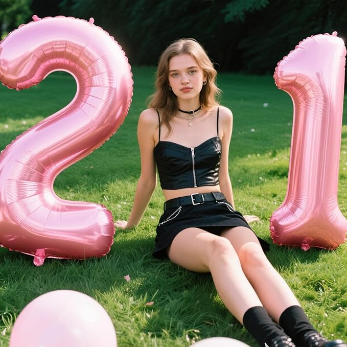 40 Inch Pearlescent Pink Balloon Number 2 Balloon,Number Balloons Big Giant Jumbo Number 2 Foil Mylar Balloons for 12th Birthday Party Anniversary Events,Wedding Anniversary Party Decorations