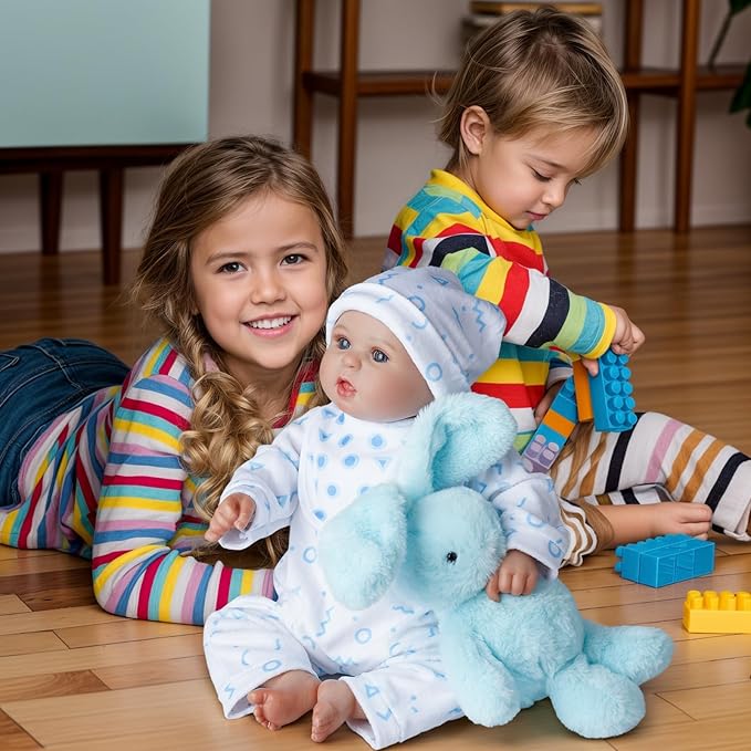 BABESIDE 8 Pcs Reborn Baby Doll Clothes with Bassinet for 17-22 Inch Babydolls, Reborn Baby Doll Accessories fit Dolls, Babydolls Clothes for Realistic Dolls,Toy Gift for Boys Girls