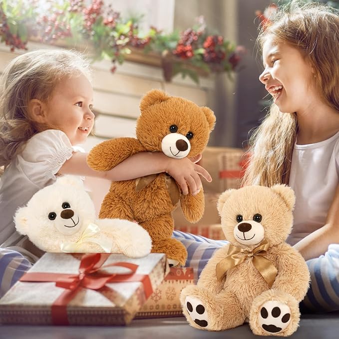 MorisMos Bulk Teddy Bears for Kids, 3-Pack Teddy Bear Stuffed Animals Bulk for Baby Shower, 14'' Teddy Bears Bulk,Soft Stuffed Bear Stuffed Animal Wholesale for Valentine's Gift Birthday Party Favors