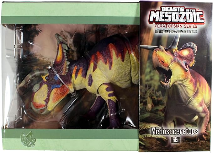 Medusaceratops Lokii - 1/18th Scale Dinosaur Action Figure - 12" Articulated Collectible Miniature, Hand-Painted