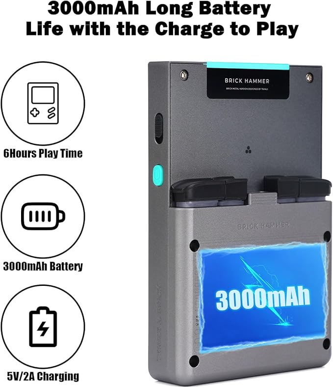Trimui Brick Hammer Handheld Game Console with 3.2 inch IPS Screen and 3000mAh Battery, Retro Video Games Console with Pre-Installed 64GB TF Card and WiFi Function (Space Gray)