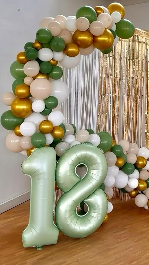 40 Inch Sage Green Mylar Foil Number 6 Birthday Balloon, Digital Balloons for 6 16 Boy Girl Party Decorations Supplies,Oliver Green Big Helium Balloon Numbers for 26 36 46 60 Men Women Anniversary