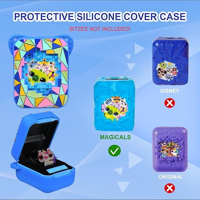 RAIALL Silicone Cover Case for Bitzee Magicals Interactive Toy Digital Pet, Kids Protective Bitzee Magicals Virtual Electronic Pet Lanyard Silicone Holder, Portable Travel Soft Silicone Sleeve, Blue