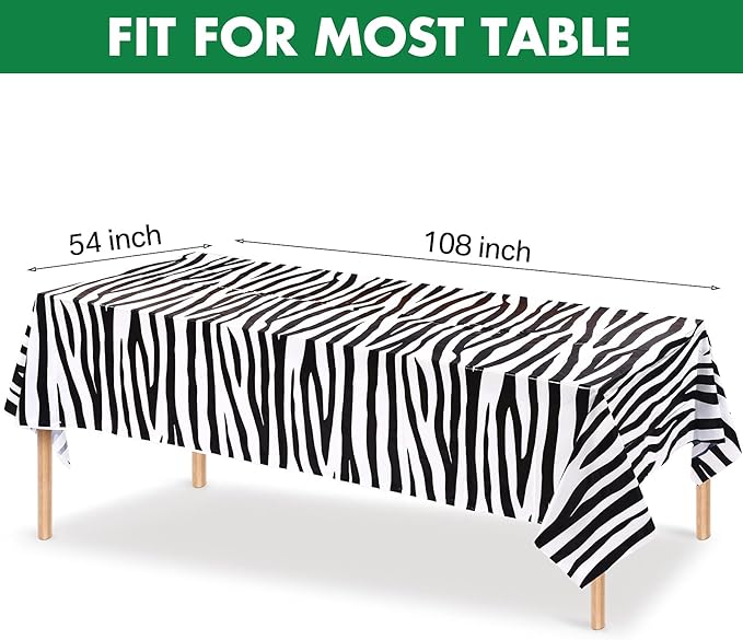 Animal Safari Tablecloth Jungle Animal Theme Tablecover Tiger Zebra Giraffe Print Table Cover Tropical Leaf Tablecloth Party Supplies for Jungle Safari Birthday Baby Showers (Greenery Style, 4 Pcs)