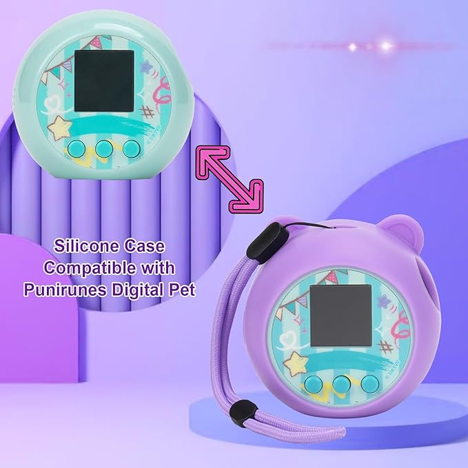 YouKnow Silicone Case Compatible with Punirunes Interactive Digital Toy, Protective Skin Sleeve for Punirunes Virtual Electronic Pets Accessories (Case Only) (Purple)