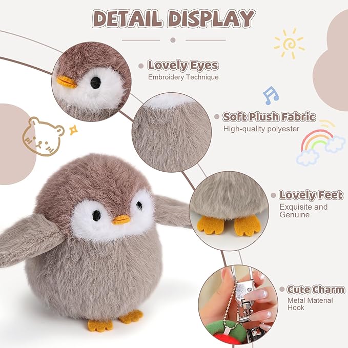 Penguin Stuffed Animal 4.5 Inches Penguin Plush Toy Holder Bag Pendant Party Favor Christmas Birthday Valentine's Day Gift Toys for Boys Girls Kids